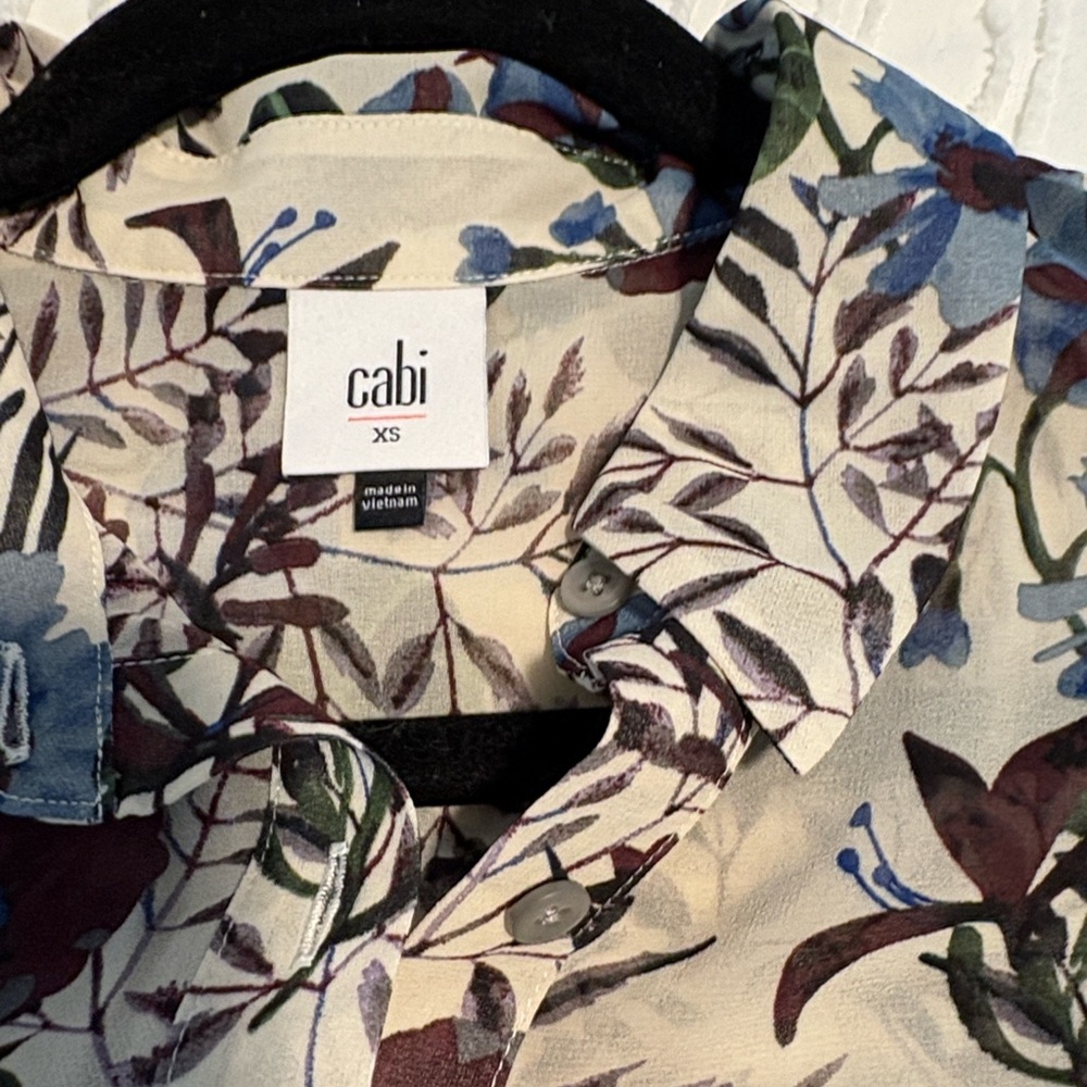 CAbi Victoria Floral Blouse - Blue, Purple, Green, and Cream - Picture 7 of 9